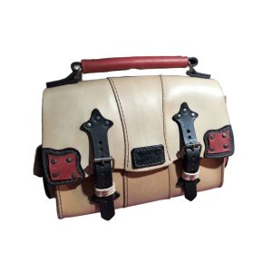 Detailed white leather handbag