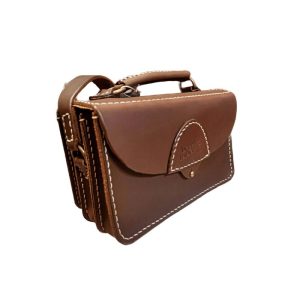 Brown leather handbag