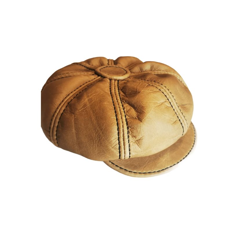 Brown leather newsletterboy caps