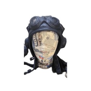 Black leather aviator cap