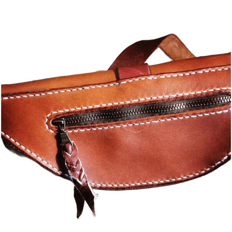 Brown leather waist bag