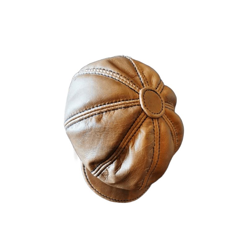 Brown leather newsletterboy caps