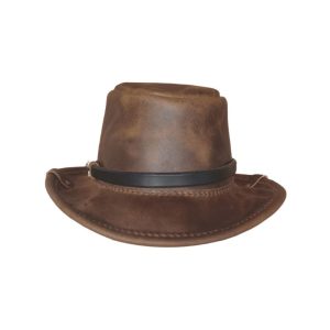Brown leather western cap
