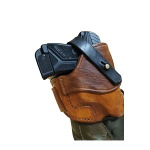 Leather handgun holster ankle