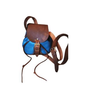 Brown blue womens backpack
