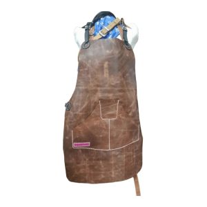Premium dark leather brown apron
