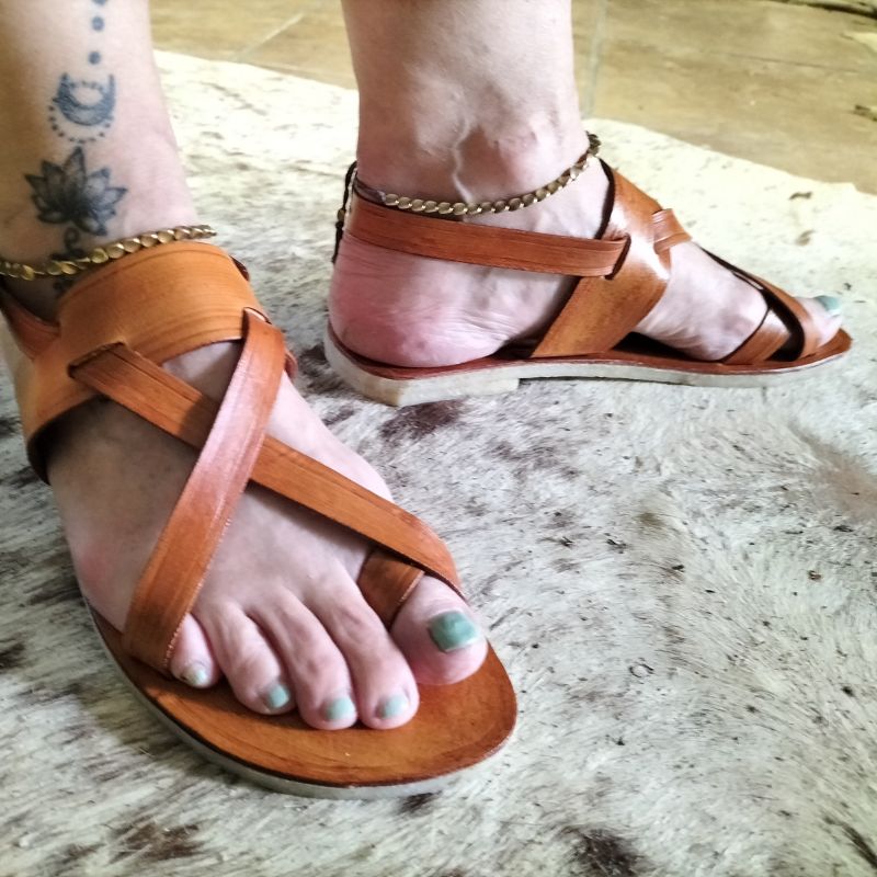 Brown leather sandals