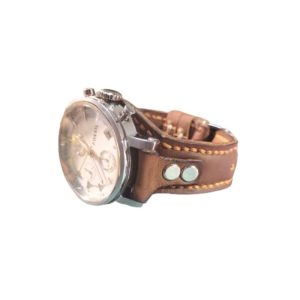 Handcrafted Full-Grain Distressed Leather Watch Strap with Stud Detail